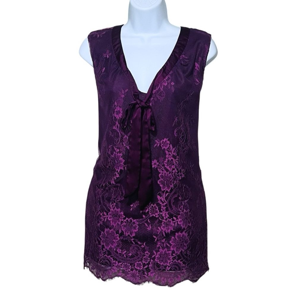 Como Vintage Women’s Size 2X Sleeveless Deep Purple Floral Blouse